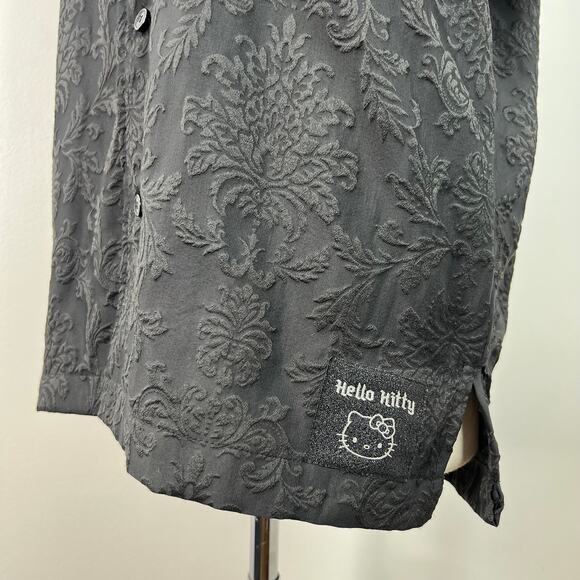 Hello Kitty 50th Anniversary Forever21 Black Y2K Pop Shirt Button Down Size S - Picture 8 of 14
